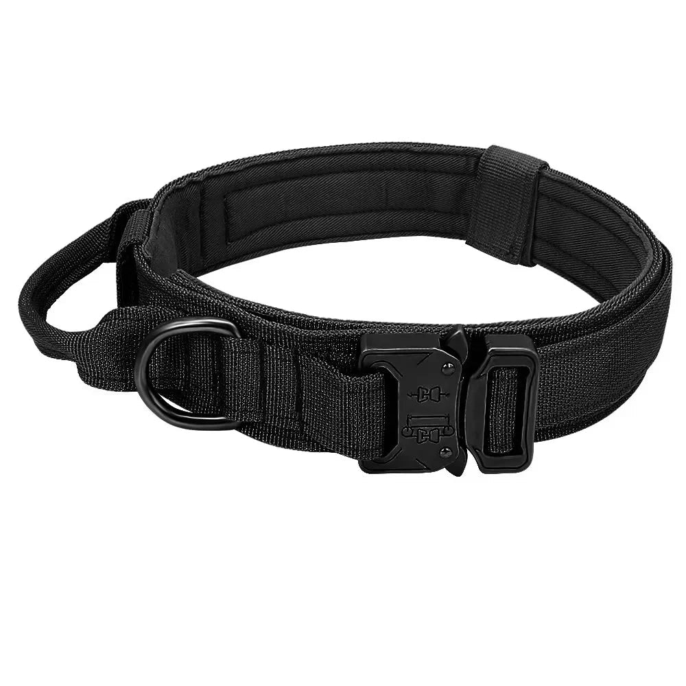 Tactical Police Dog Collar, Military Adjustable Nylon for German Shepherd, Durable Training & Walking Collar - 