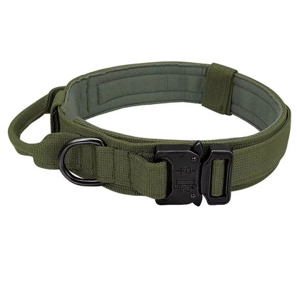 Tactical Police Dog Collar, Military Adjustable Nylon for German Shepherd, Durable Training & Walking Collar - 