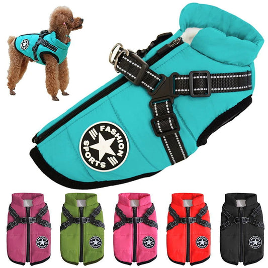 Waterproof Dog Jacket With Harness - 