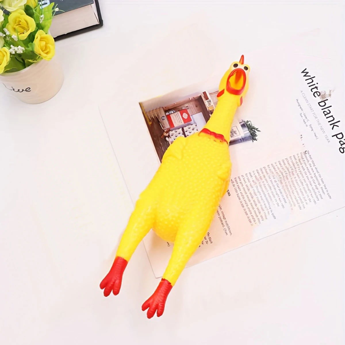 Yellow Rubber Chicken Squeaky Toy - 