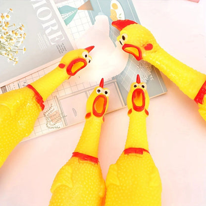 Yellow Rubber Chicken Squeaky Toy - 