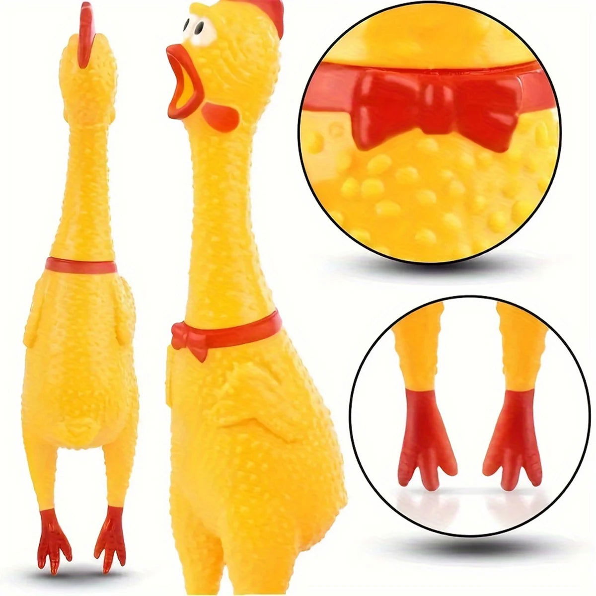 Yellow Rubber Chicken Squeaky Toy - 