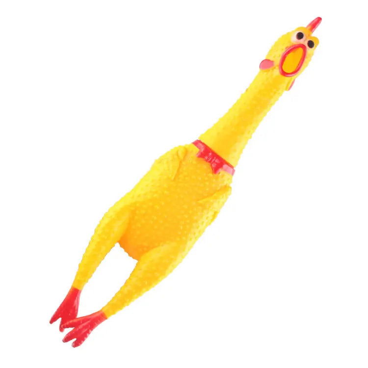 Yellow Rubber Chicken Squeaky Toy - 