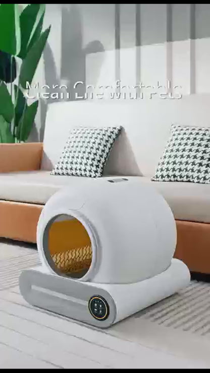 65L Automatic Intelligent Cat Litter Pan - Self-Cleaning Fully Enclosed Electric Deodorizing System